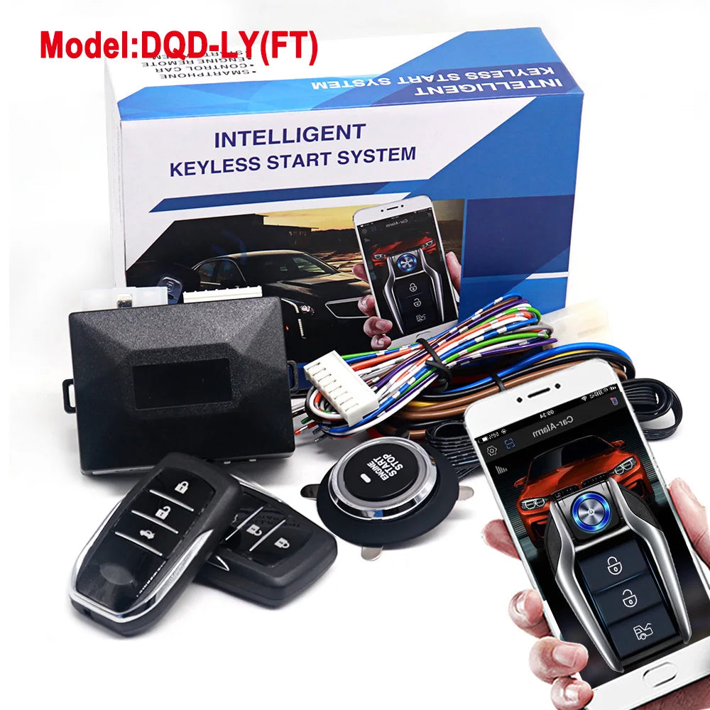 Universal Car Alarm Auto Start Stop System Remote Control Engine Ignition Autostart Kit Keyless Push Start System Car Accessorie