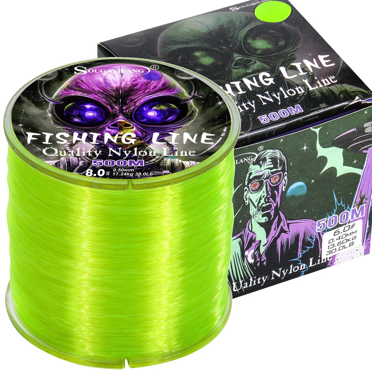 Sougayilang Nylon Fishing Line Strong Tensile and Wear-resistant Fishing Line 500m Capacity Freshwater Saltwater Fishing Line