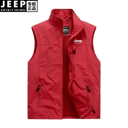Jeep summer new vest men's outdoor leisure, middle-aged and young photography, fishing vest, horse clip sports jacket men