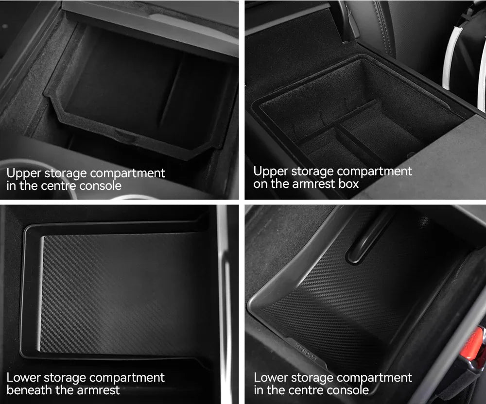 For Tesla Model 3/Y/YL Highland Juniper 2026 Center Armrest Hidden Storage Box Cup Holder Console Organizer Box Accessories
