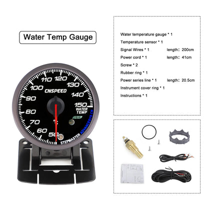 CNSPEED 2.5" 60mm New Boost Gauge Exhaust Gas Car Temperature Gauge Oil Pressure Water Temperature Oil Temperature Voltage Meter