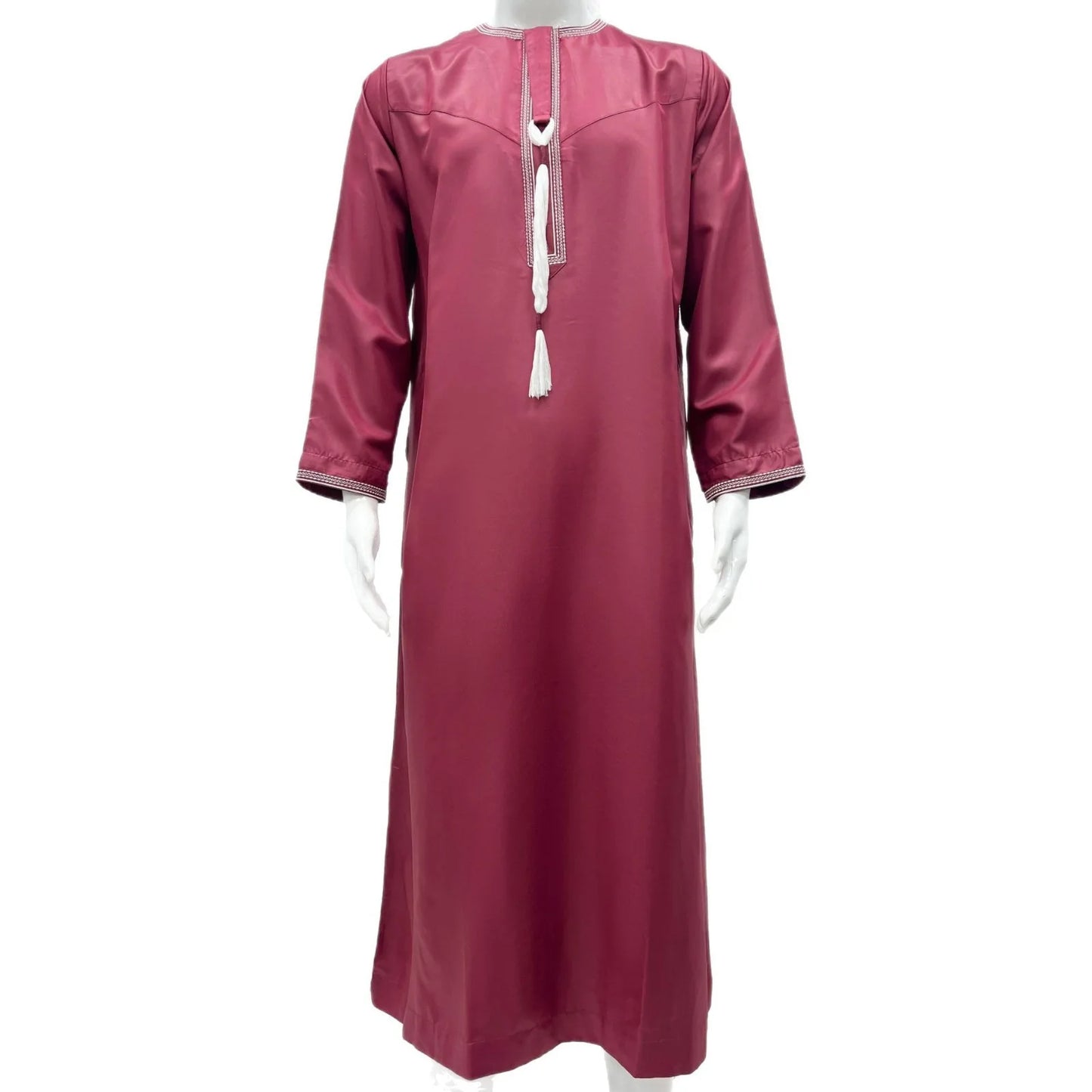 2026 New Round Neck Embroidered Omani Robe Arabic Saudi Men Long Sleeve Thobe  Islamic Clothing Ropa Islamica Hombre