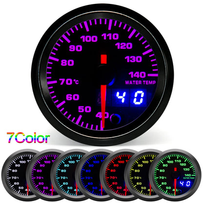 2" 52mm 7 Color LED Dual Display Gauge Boost PSI Boost BAR Water / Oil Temp Oil Pressure Voltmeter Air Fuel Ratio EGT Tachometer