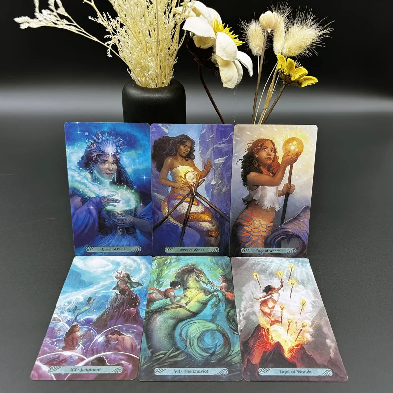 Mermaid Tarot Card Deck，With Beginner's Guide，High Quality Fortune Telling Oracle Cards，Board Games for Party Entertainment and
