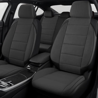 NEW Car Seat Covers Suede and Leather Stitching Seat Covers Universal Size Fit for Car SUV Truck Vans Accessories Interior