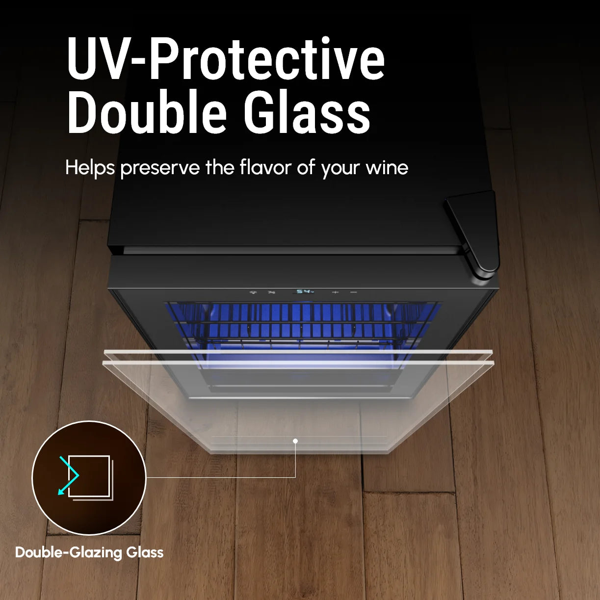 20 Bottles Single Zone Wine Cooler Direct Cooling Under Counter Built-in Wine Fridge 3-18℃ Electronic Touch Control ℃/℉ Convertible Blue LED Light Wine Refrigerator Cabinet for Home Kitchen Bar