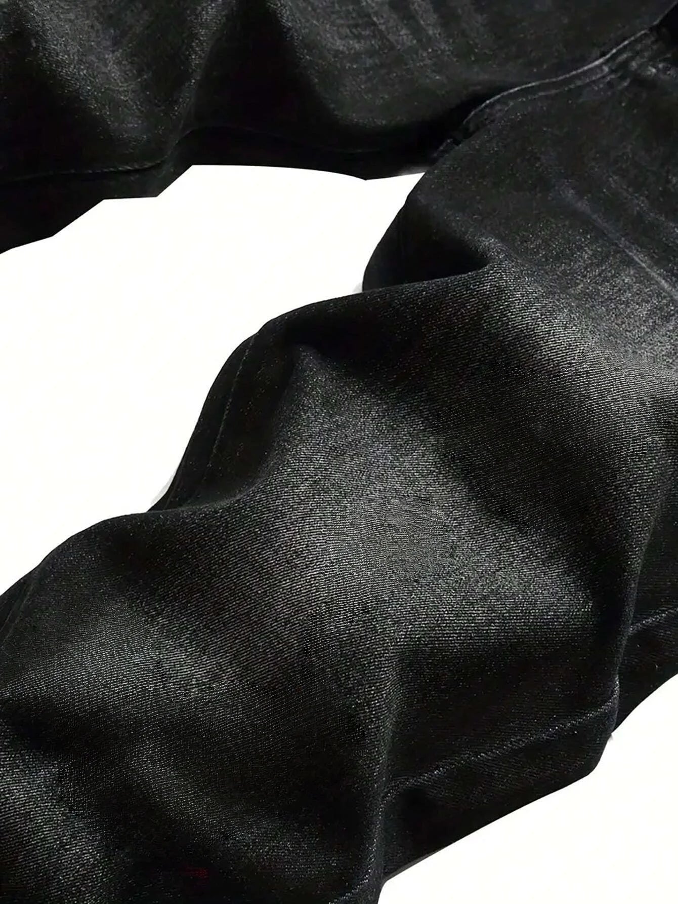 Trendy Black Slim Jeans For Man Original Y2K Drip Style Streetwear Denim No accessories or belts included