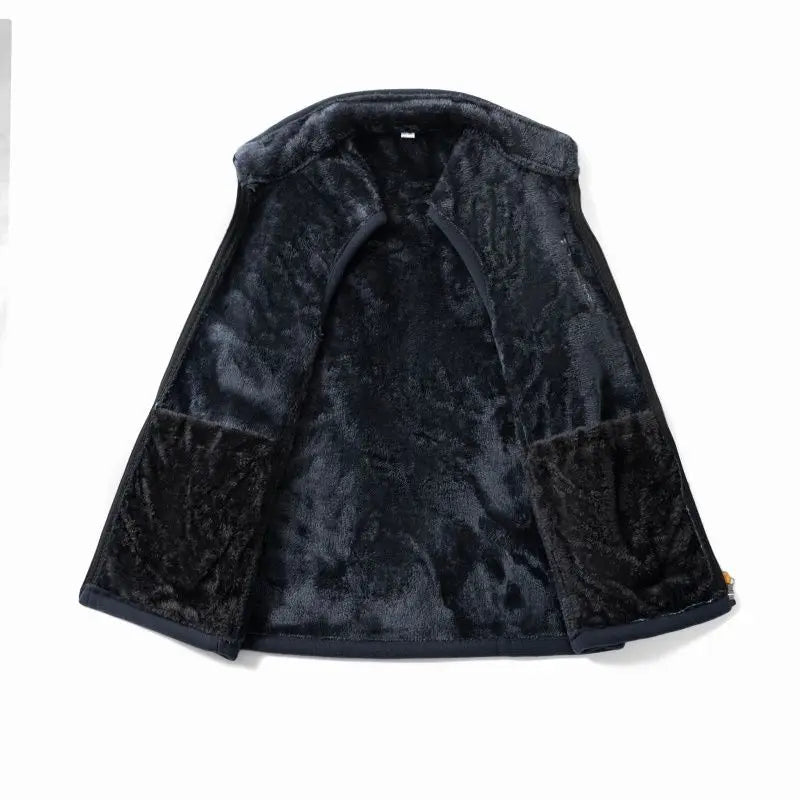 Men's Warm Vest Coat Polar Fleece Windproof Outdoor Multi Pocket Sports Sleeveless Jacket Casual Thick Letter Print Waistcoat