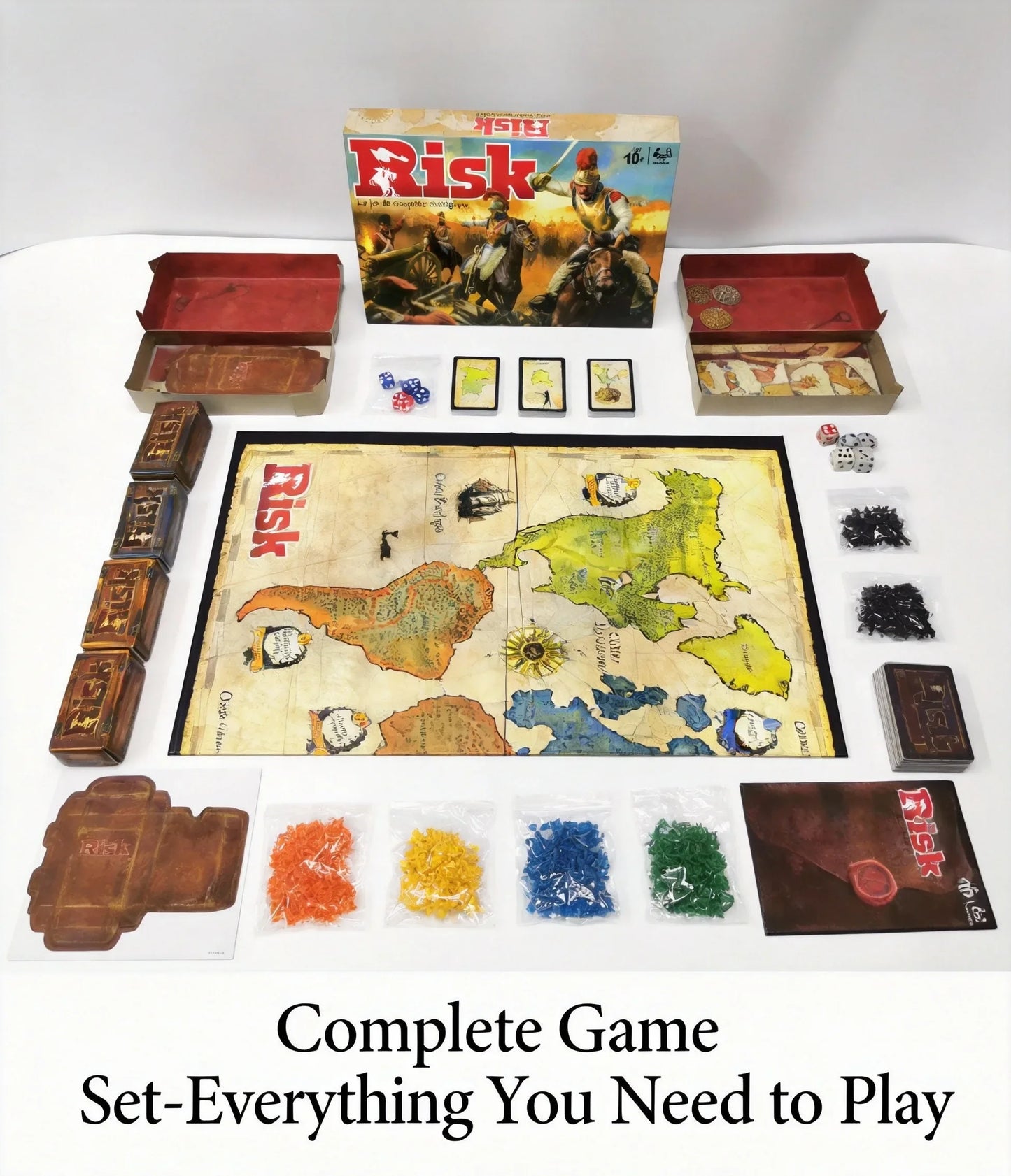 French Risk Strategy Board Game Classic World Conquest Game 2-5 Players Ages 10+ Premium Components Vintage Design