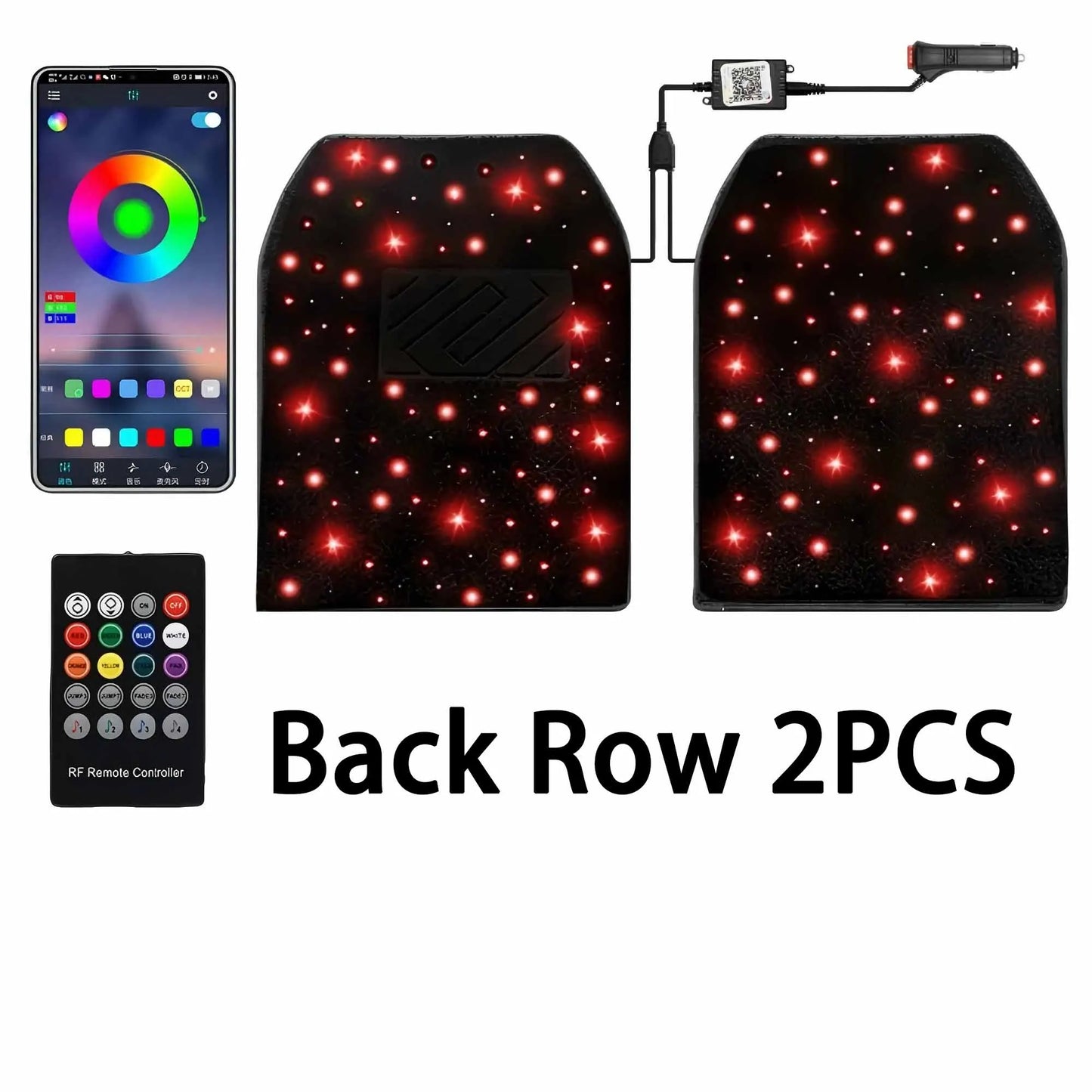2/4PCS Fiber Optic Twinkle Car Mats WaterProof LED Star Rugs APP Remote Control RGB Music Sync Universal Fit for SUV Sedan Van