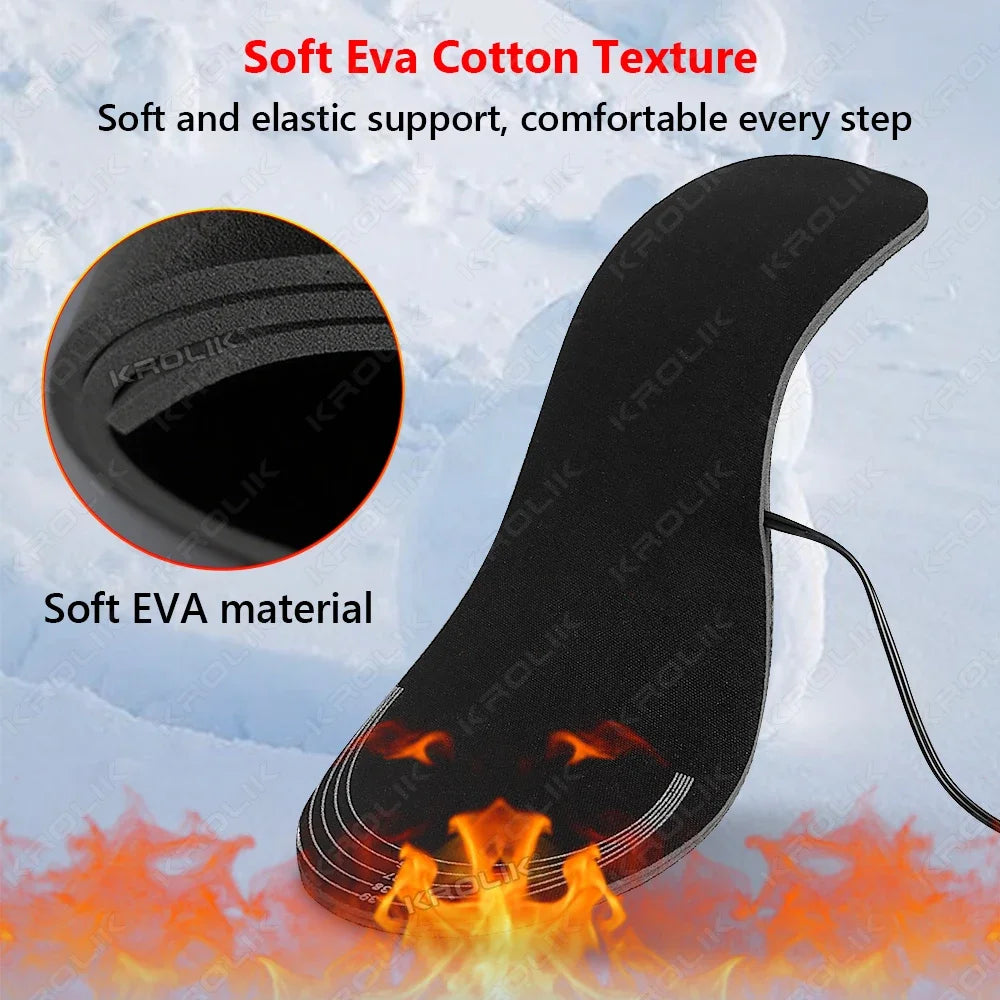 1/2 Pair Electrically heated insoles Foot Warming Warmer Pad Mat Winter Outdoor Walking Heating Insole Winter Warm unisex