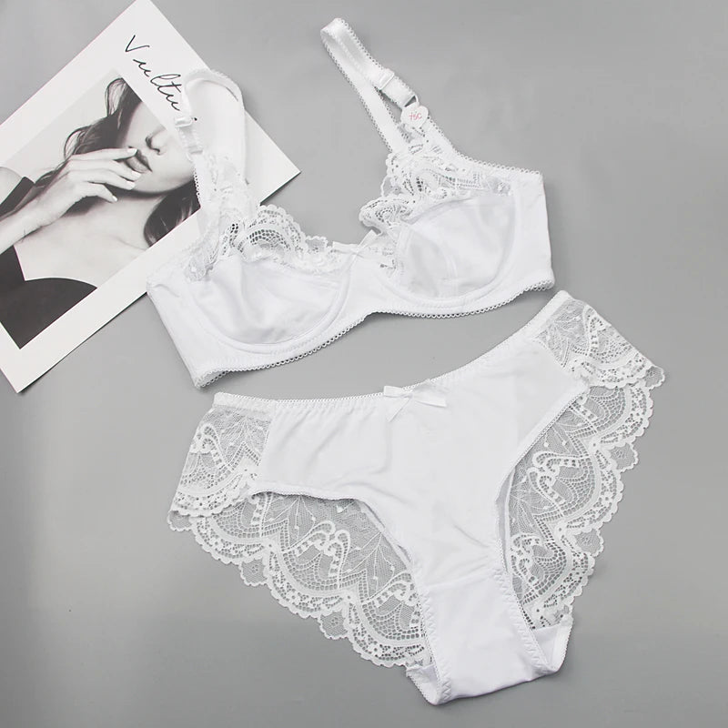 2024 New Sexy 34/75 36/80 38/85 40/90 42/95 44/100 BCDE Bras Set For Women Push Up Underwear Lace Bow Ladies Lingerie