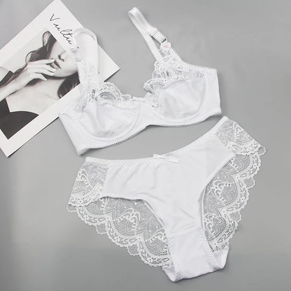 2024 New Sexy 34/75 36/80 38/85 40/90 42/95 44/100 BCDE Bras Set For Women Push Up Underwear Lace Bow Ladies Lingerie
