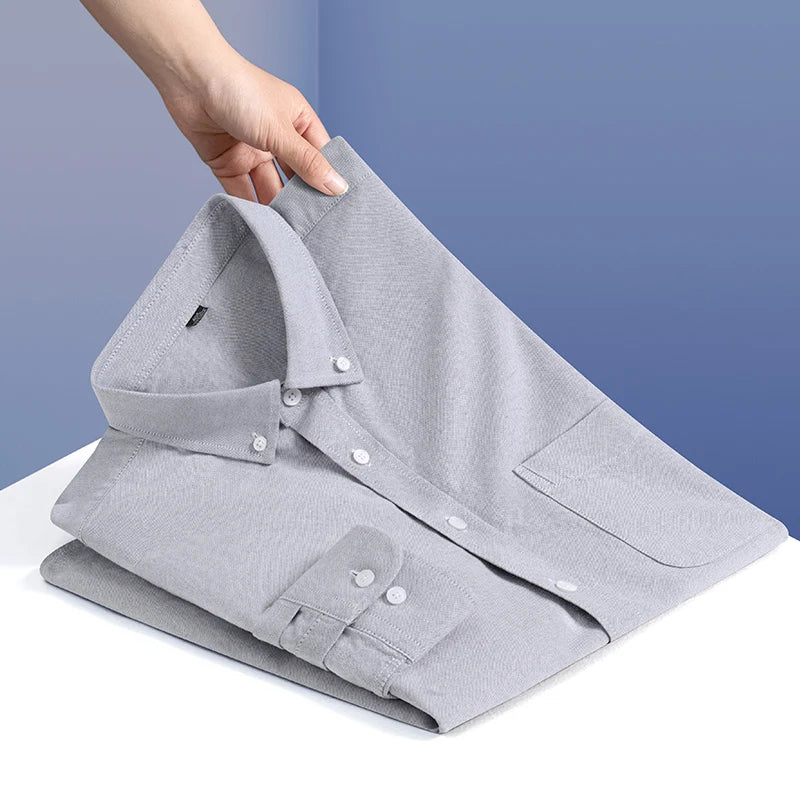 100% Cotton Stripe Shirts for Men Long Sleeve Oxford Slim Fit Soft Designer Casual Fashion Korean Trends Male Business Clothes