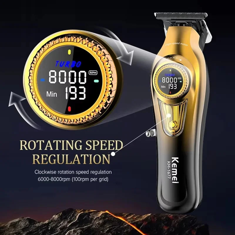 KEMEI Professional Men Women's Gift Barber Shears Electric Barber Shears High Speed Motor LCD Screen USB Charging KM-1677