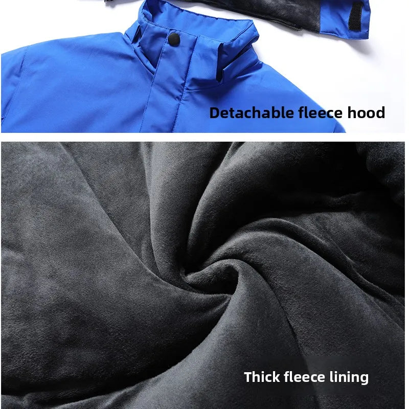 Thickened Fleece Lined Cotton Jacket for Men Work Site Reflective Winter Labor Protection Outerwear Cold Resistant Coat Print...