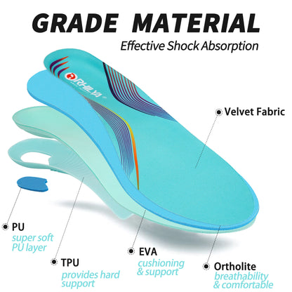 220lbs+ Plantar Fasciitis Orthopedic Sport Insole Men Women High Arch Support Flat Feet Sole, Pain Relief Orthotic Shoe Insert