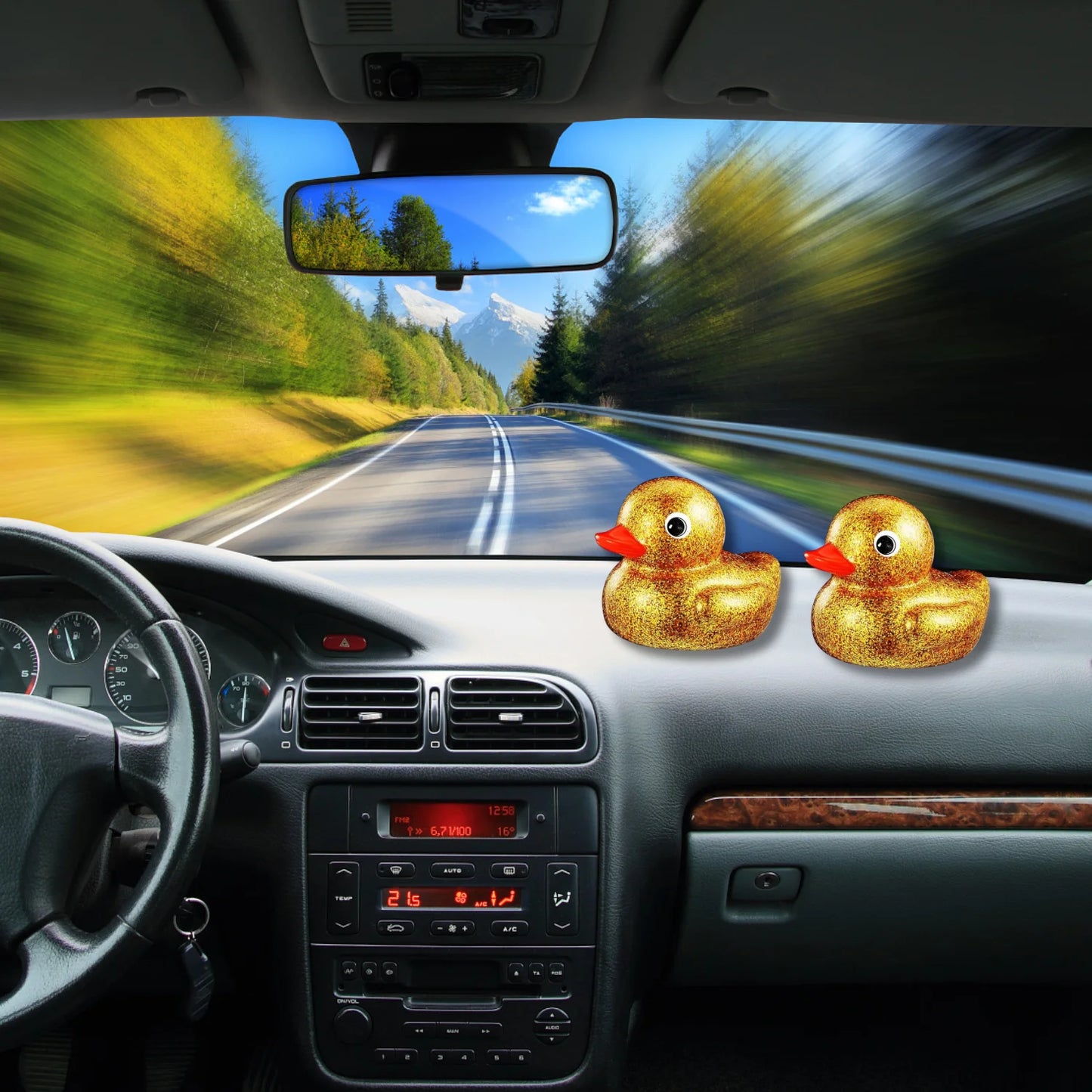6 Inch Golden Glitter Rubber Duck - Oversized Squeaky Duck Dashboard Ornaments
