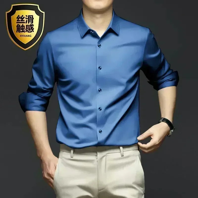 Men's White Shirt Long Sleeve Non iron Business Dress Slim Fit Korean Version Professional Work White Casual Men's Suit Shirt