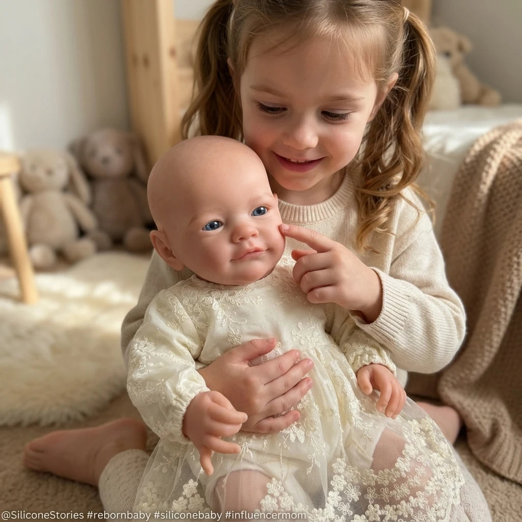 18 Inch Full Silicone Reborn Baby Doll Open Eyes Bald 3D Veins Realistic Newborn Collectible Art Doll Xmas Birthday Gift