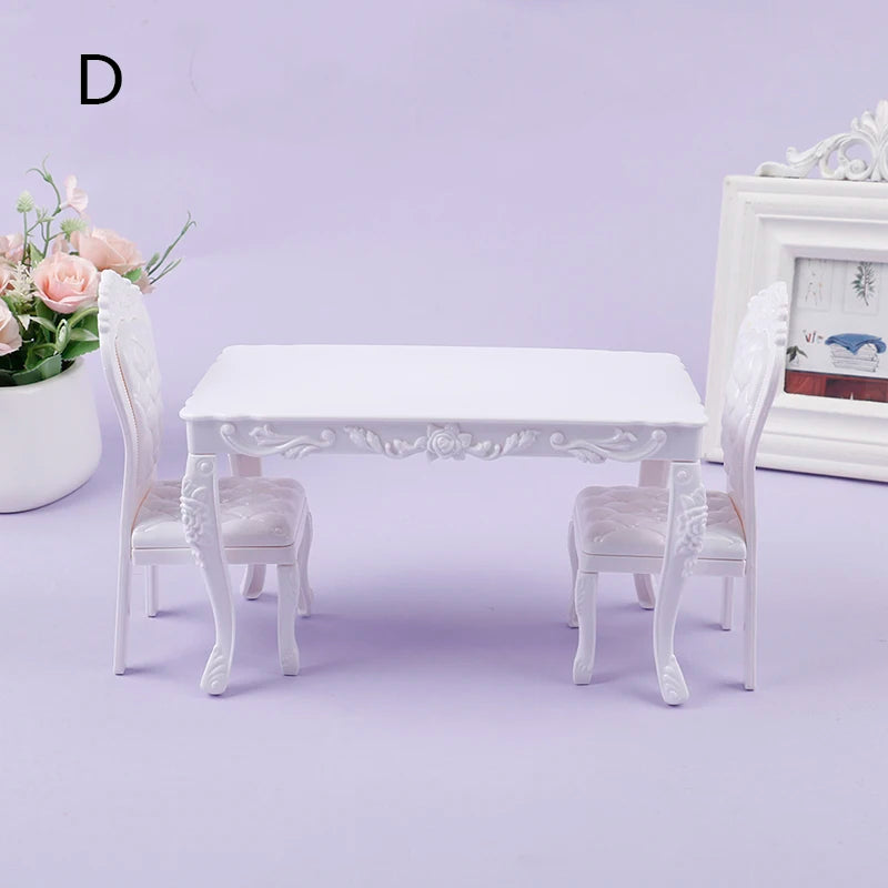 5Pcs/Set 1:12 Dollhouse Miniature Wooden Dining Table Chair Set Doll House Kitchen Furniture Toy