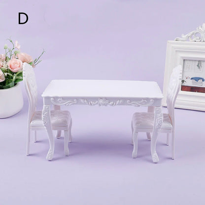 5Pcs/Set 1:12 Dollhouse Miniature Wooden Dining Table Chair Set Doll House Kitchen Furniture Toy