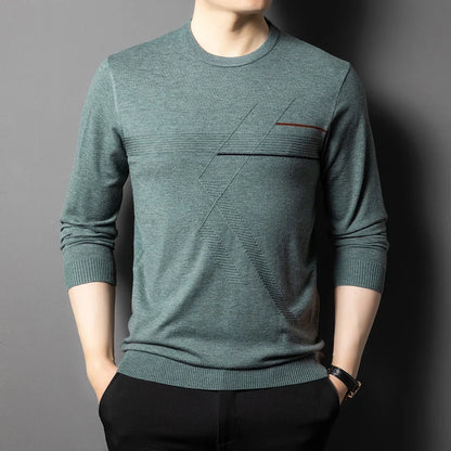 Anti-Pilling High-End Knit Men Pullover Sweater Jumper New Lightweight Round Neck Loose Fashion