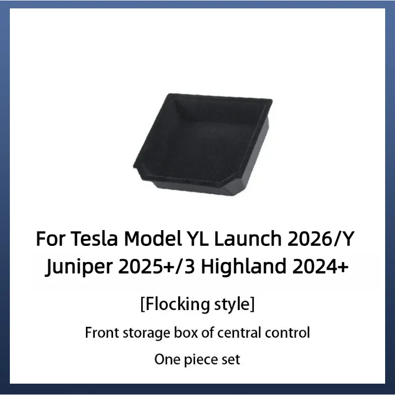 For Tesla Model 3/Y/YL 2024-2026 Hidden Storage Center Console Armrest Front And Rear Flocking Layered Grid Organized Container