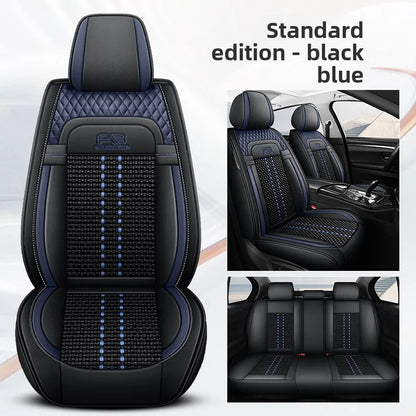Universal Auto Split Seat Car Full Seat Cover Breathable Ice Silk Nappa Leather Car SUV Cushion Full Seats Cover Protection