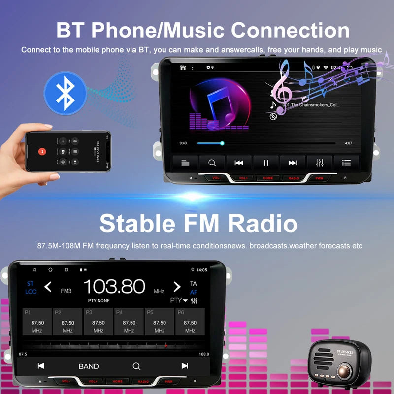 9" 4GB+64GB For VW Scirocco 2008-2015 Car Radio 2DIN Google Map Head Unit GPS Android Auto Stereo Steering Wheel Control