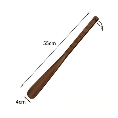 Solid Wood Shoe Horn Extended Handheld Household Footwear Pull Helper for Pregnant Women Elderly Bend-Free Shoe  Lifter
