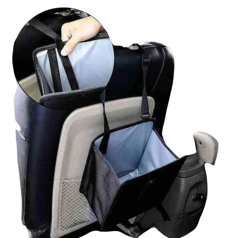 1pc Durable Oxford Cloth Car Trash Can - Multi-functional Folding Hanging Storage Bag, Zipper Compartment, Practical Design