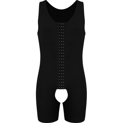 Men's Compression Shapewear  Tummy Control Full Body Shaper Slimming Bodysuit with Open Crotch for Post Surgery Recovery