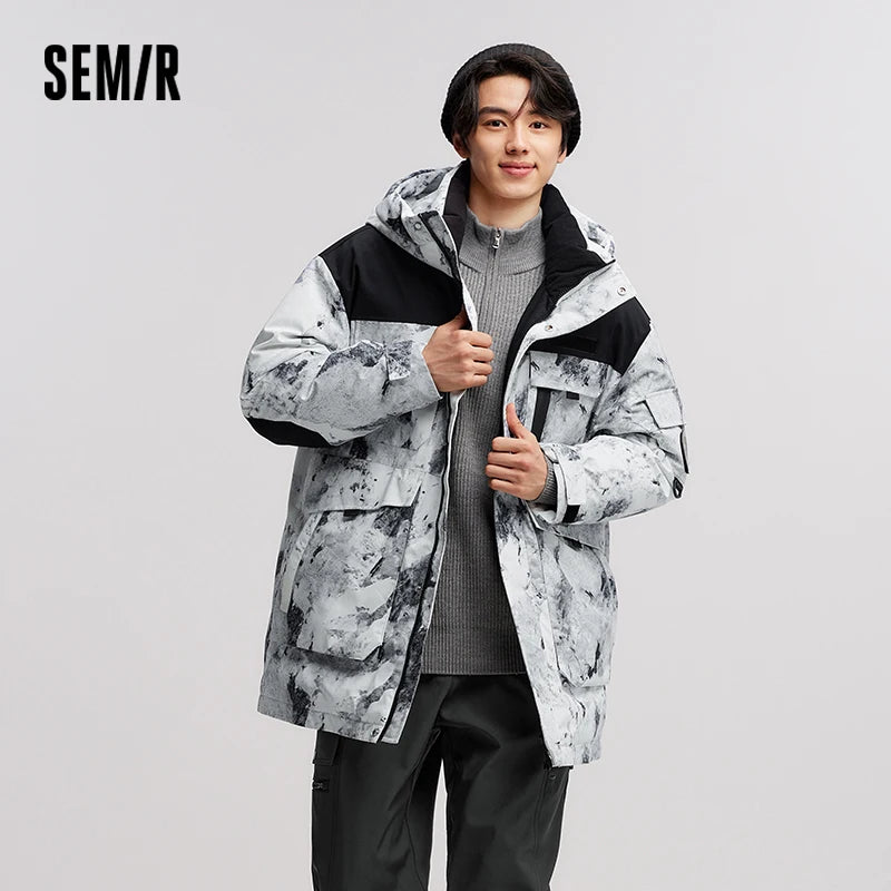 Semir Goose Down Jacket Men Waterproof Windproof Thermal Hooded Thickened 2025 Winter Man Clothing