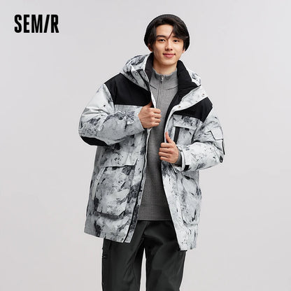 Semir Goose Down Jacket Men Waterproof Windproof Thermal Hooded Thickened 2025 Winter Man Clothing