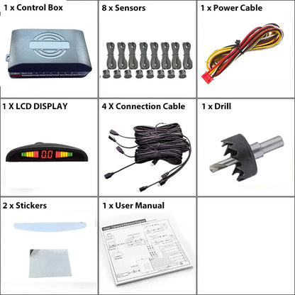 Multi-radar LED Display Parking Sensor Kit 6/8 Probe Backup Radar Detector 12 Colors Car Parking Assistance System