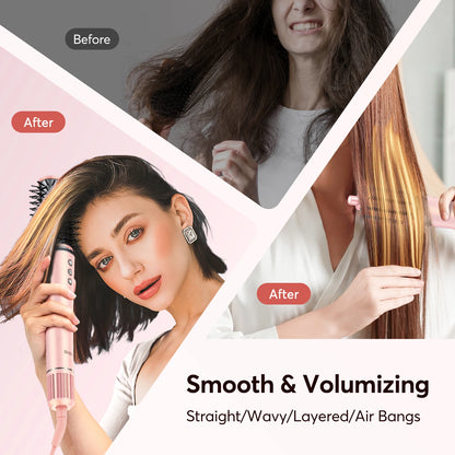 Bopcal 5 In 1 Hair Dryer Hot Air Comb Electric Hair Curling Iron 1200W High Speed Blower Multifunctional Styling Tools Hairdryer