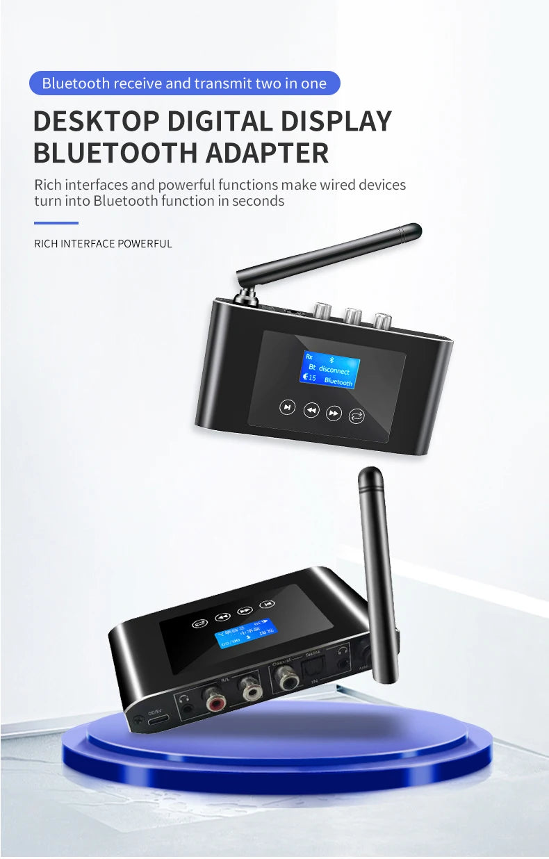 New 2 in 1 Long Range Bluetooth 5.1 Audio Transmitter Receiver RCA 3.5mm AUX Stereo Wireless Adapter For PC TV Headphones Car