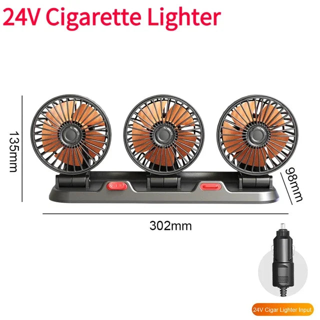 Car Fan 360° Adjustable 1/2/3/4 Head Air Fan Automotive Electric Fan USB/12V/24V Fan 2 Speeds Car Silent Fan for Home Desk Car