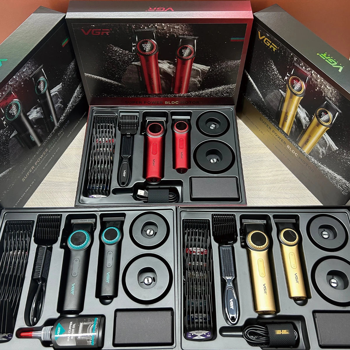 VGR high-end hair cutting set with 12000 RPM power electric shaving machine, professional hair trimmer combination V-001&977