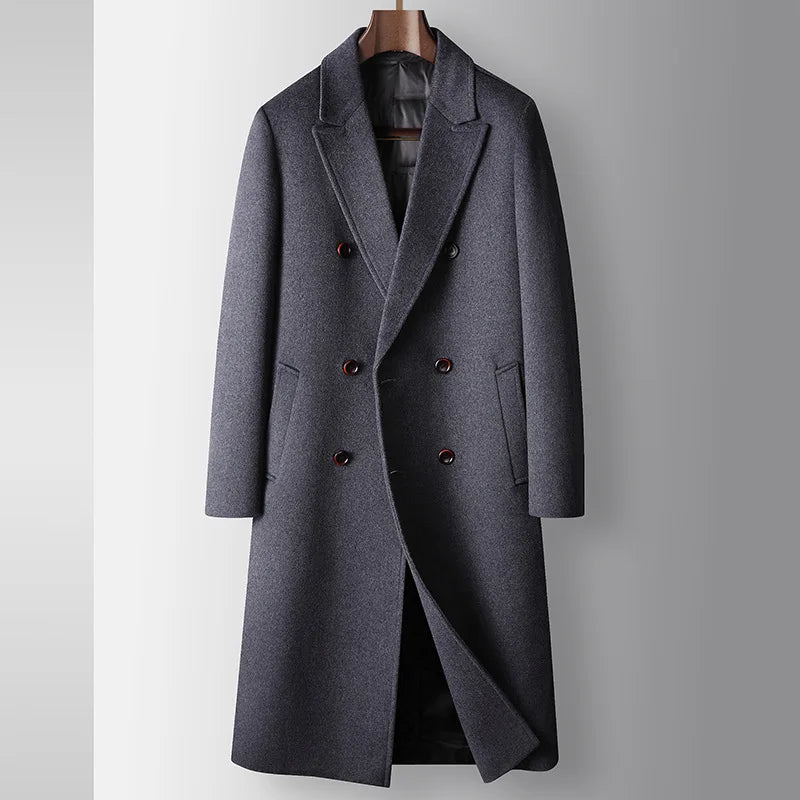 Men's Warm Wool Coat Autumn Winter Long Wool Coat Young Business