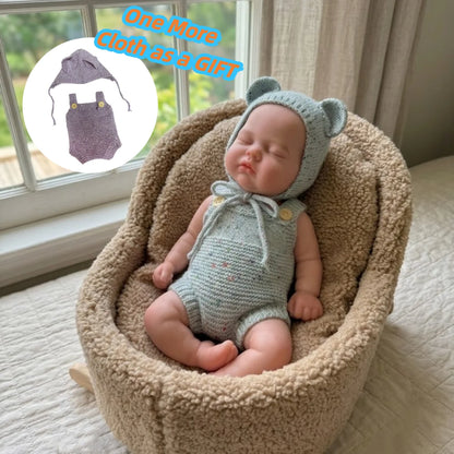 2 Sets Clothes With Close Eyes 33cm Bebe Reborn Silicone Girl Doll With Open Mouth Soft Touch Body 3D Painted Skin Lifelike Doll