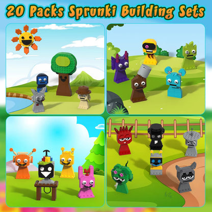 20 in 1 Sprunki Toys Building Set Compatible with 926 Pcs Sprunki Action Figures Roles Building Brick for Fans Kids Adults