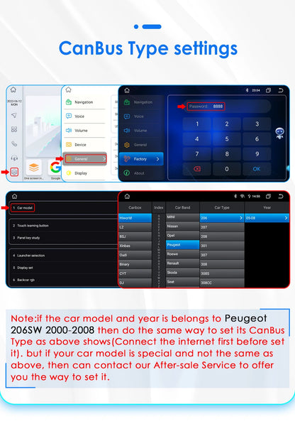 Android 14 Car radio for PEUGEOT 206 206CC 206SW 2000-2005 2006 2007 2008 Multimedia player GPS navi Video 7862 2din Autoradio