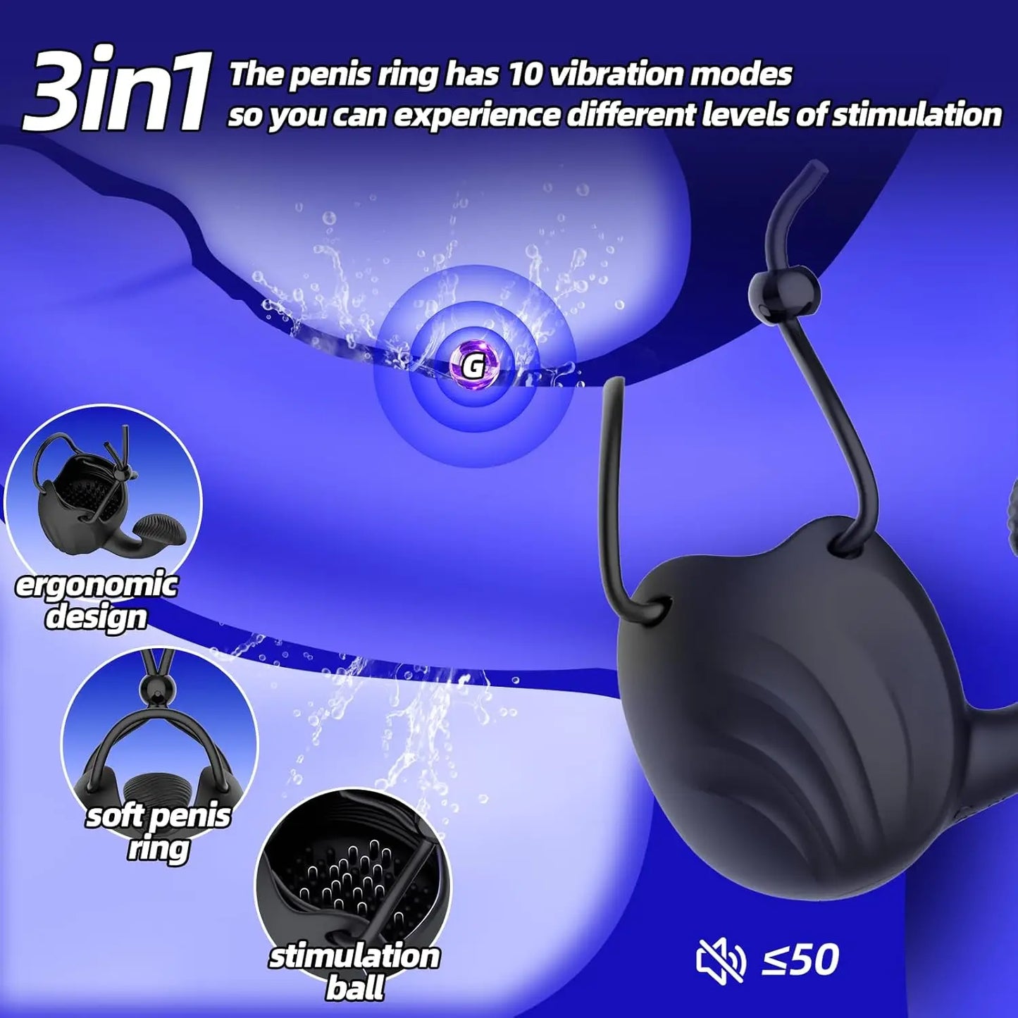 Vibrating Cock Ring Male Sex Toys Penis Ring Vibrator Adult Toys for Men Perineum Stimulator with 9 Vibration Testicle Toys