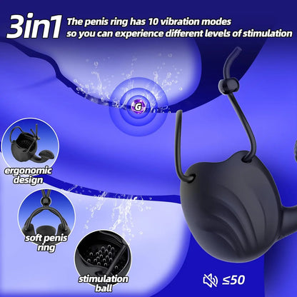 Vibrating Cock Ring Male Sex Toys Penis Ring Vibrator Adult Toys for Men Perineum Stimulator with 9 Vibration Testicle Toys