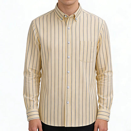 New in Tops Pure Cotton Oxford Plaid Striped Shirts For Men Long Sleeve Classic Business Formal Slim Fit Casual Designer Clothes