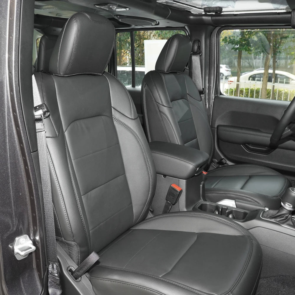 For Jeep Wrangler Unlimited JL 4 Doors 2018 2019 2020 2021 2022 Custom 5-Seat Faux Leather Car Seat Covers Interior Accessories