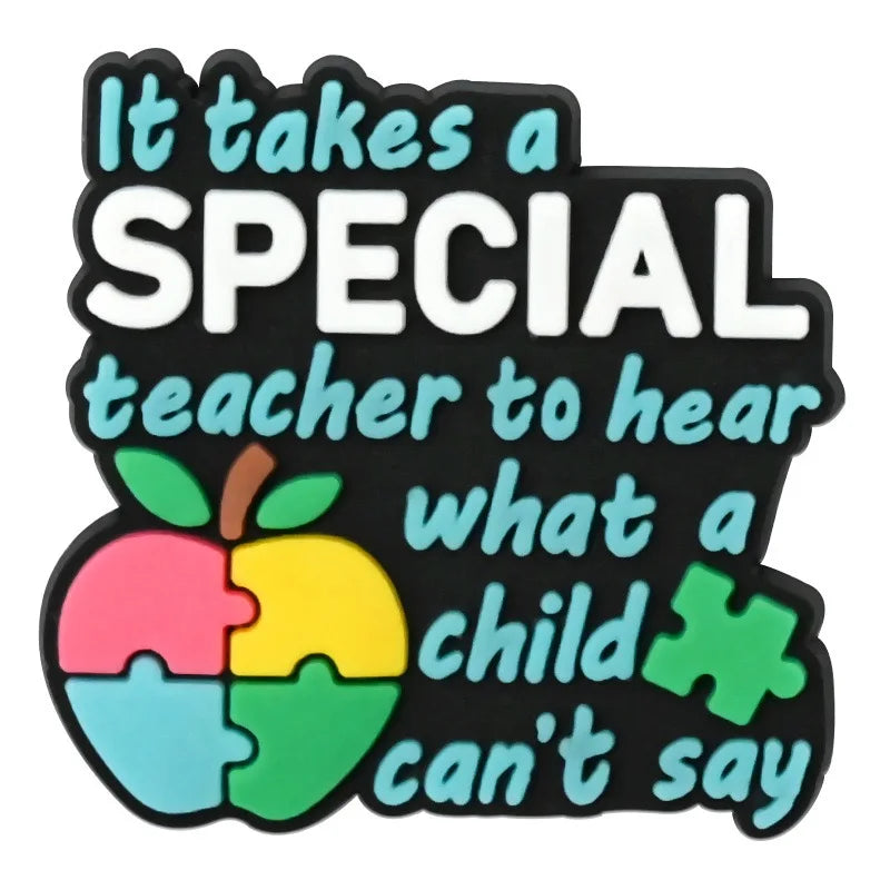 1-16Pcs Be Kind Autism Awareness Love Patience Understanding Pvc Garden Shoe Charms Buckle Kid Cartoon Accessories DIY Backpack