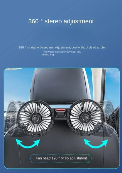 3-speed Car Seat Back Cooling Fan USB Charge Dual Head Fan 360 Degree Rotation Neck Cooler for Summer Car Accessories